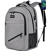 Asenlin Travel Laptop Backpack for Women & Men,Water Resistant Business Slim Sturdy Laptops Backpack with USB Charging Port,Fits 15.6 Inch Notebook College School Computer Bag-Grey