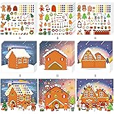 LINAYE 36PCS Make A Gingerbread House Stickers, Christmas Crafts Activities & Games, Party Favors for Kids 18 Finished Products
