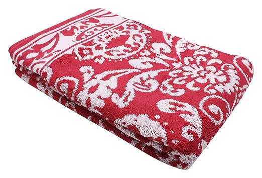 MAFATLAL Perla Cotton Bath Towel - Red and White