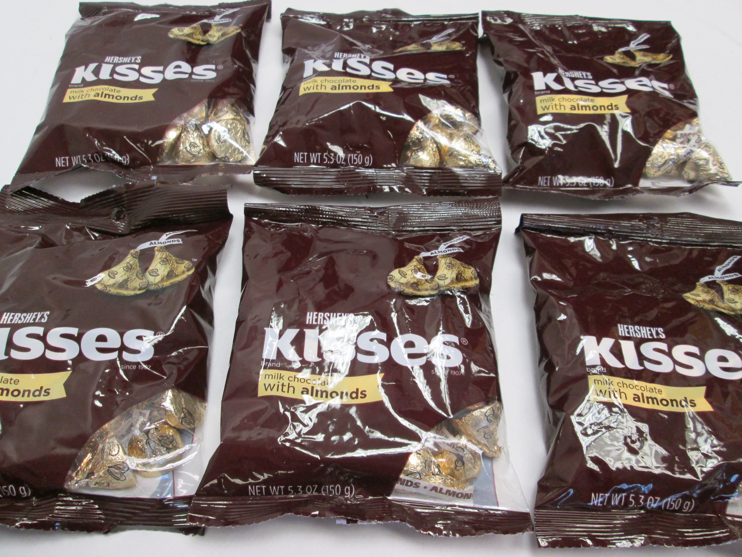 Hershey’s Kisses Milk Chocolates with Almonds, 5.3Ounce Bag (Pac k of