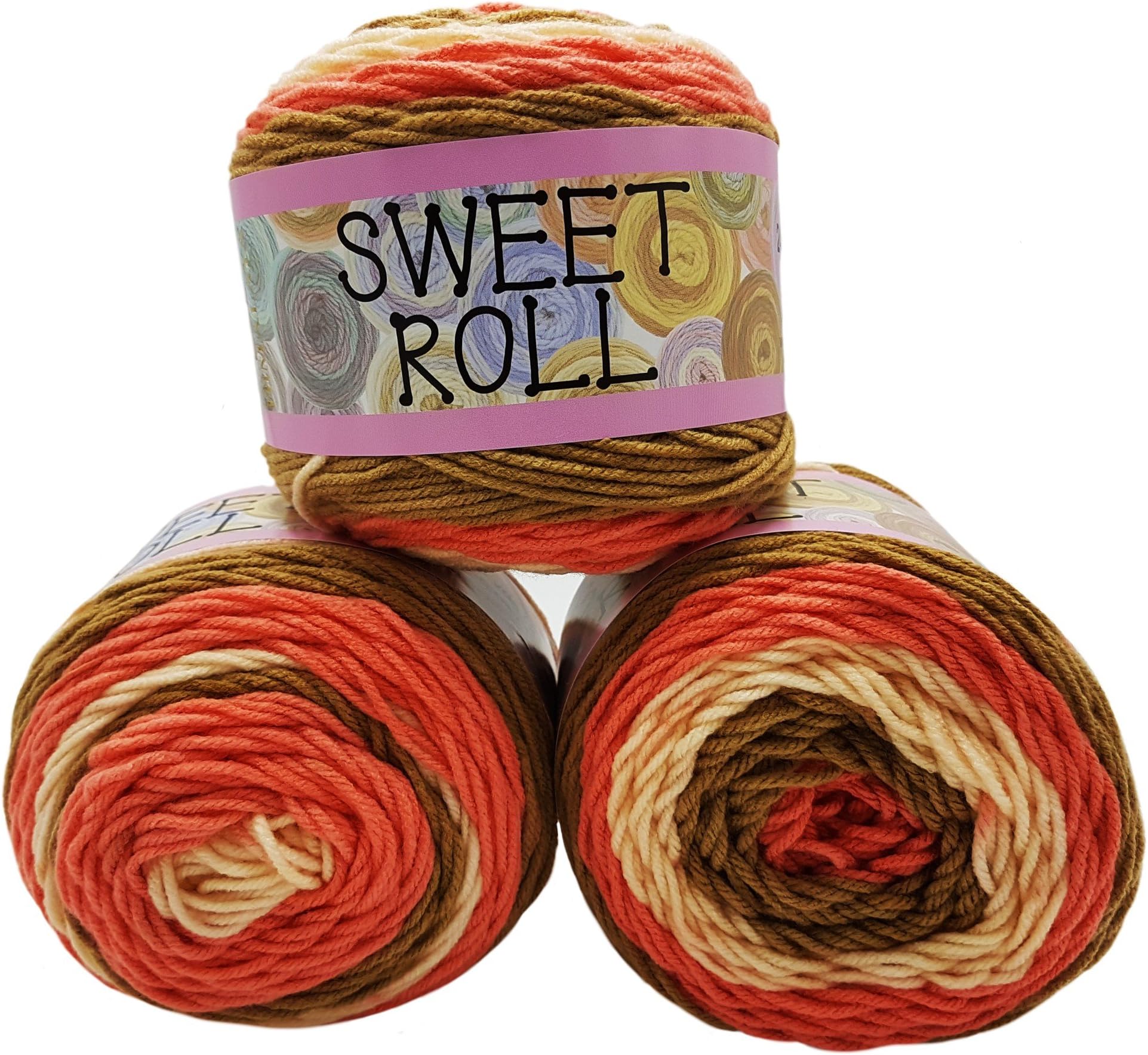 Sweet Roll 3?Packs of 140?g Himalaya Knit Gradient Multicolor Wool with Colours, 420?g - Lachs Beige Creme