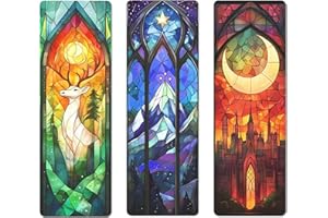 TwoDays Fantasy Stained Glass Art Transparent PVC Bookmarks, Dark Romance Merch for Readers, Romantasy Inspired Bookish Gifts for Book Lovers Booktok, Book Accessories (Set of 3, 6'' x 2'')
