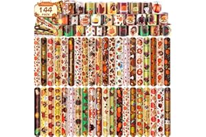LUYI 144 Pcs Thanksgiving Slap Bracelets，Thanksgiving Party Favors Supplies -36 Different Designs Bracelets Bulk for Thanksgiving Decorations Treat Toys Bag Stuffers Gift