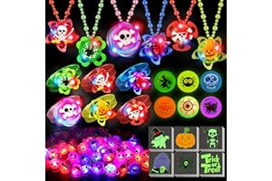 GRASTFU 78 PCS Halloween Party Favors for Kids, Halloween Glow in The Dark Toys Bulk Light Up Rotating Necklaces Bracelet LED Rings Halloween Treats for Classroom Prizes Goodie Bag Fillers Trick or Treat Toy