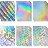 24 Sheets Holographic Cardstock 8.5 x 11 Inch, 250gsm/92lb | 6 Mixed Styles Shiny Iridescent Metallic Foil Cardstock, Thick &