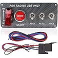 Taxutor Ignition Switch Panel Kit, DC 12V 5 in 1 Car Engine Start Push Button LED Carbon Fiber Toggle Switch Panel for Racing Car