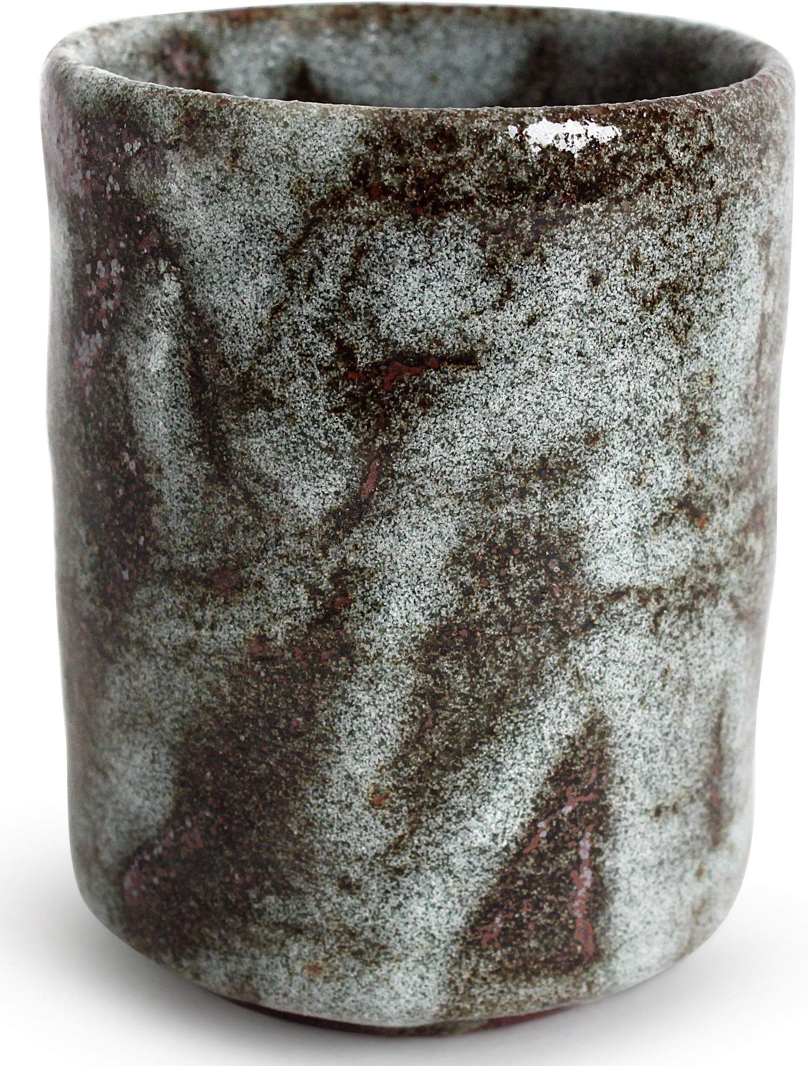 Mino ware Japanese Pottery Yunomi Chawan Tea Cup Ash Gray & Brown Straight made in Japan (Japan Import) RSY018