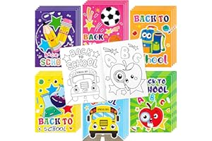 Dvbonike 24Pcs Back to School Coloring Books - First Day of School DIY Color-in Pages Pencil Schoolbag Cute Patterns Drawing Booklet Classroom Reward Art Activity Gifts Party Favors Supplies for Kids