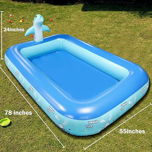 Betheaces Inflatable Pool with Dolphin Sprinkler, Swimming Pool