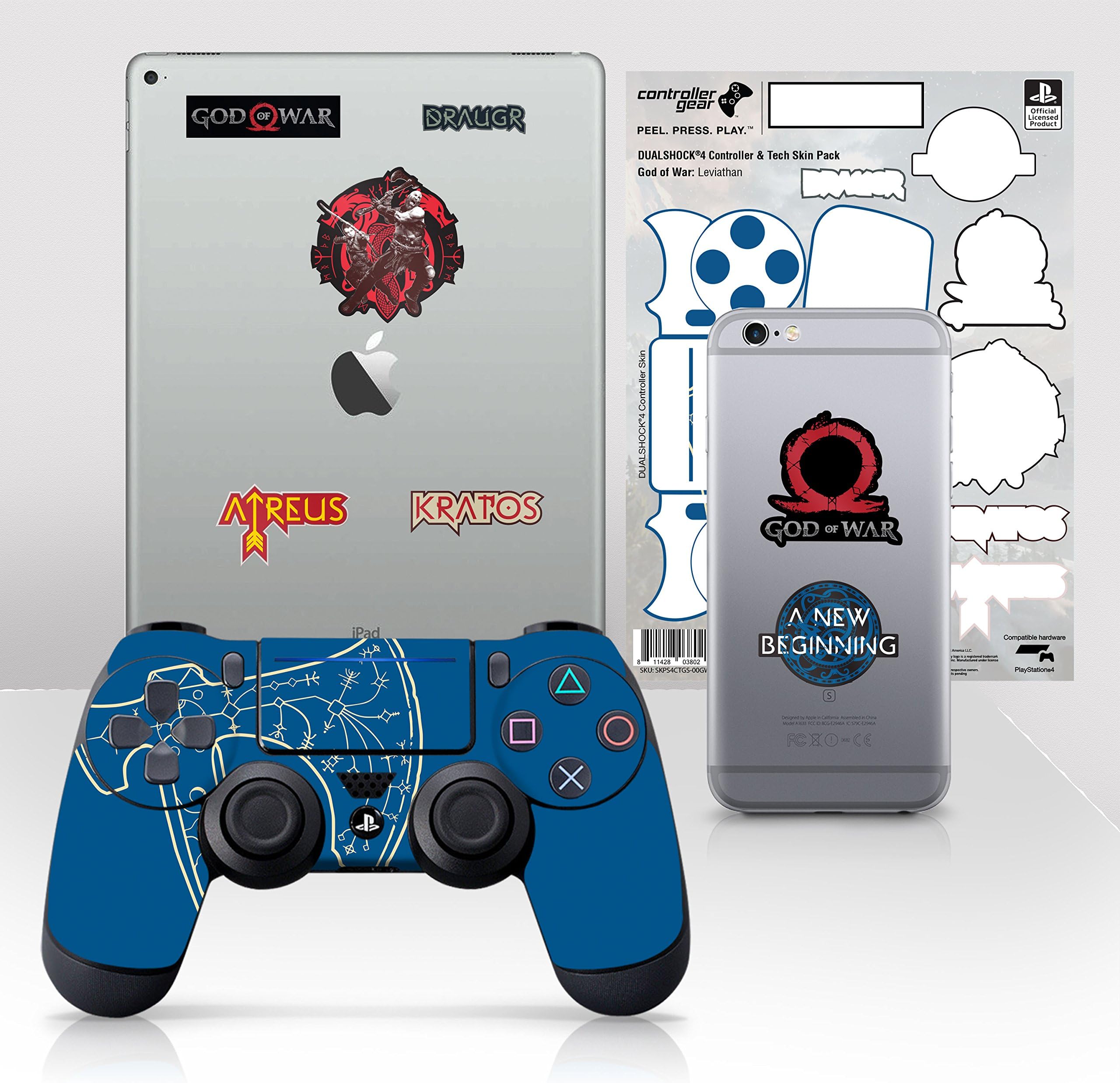 Controller Gear Officially Licensed God of War Dualshock 4 Wireless Controller and Tech Skin Set "Leviathan" - PlayStation 4