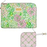 Lilly Pulitzer Padded Tech Sleeve with Small Zip Pouch for Accessories, Cute Laptop Case for Women, Tablet Bag or 13 Inch Laptop Sleeve, Lime Feeling Good