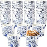 Uiifan 200 Pcs Blue Floral Muffin Cups Bulk 6 oz Blue Flower Wedding Favors Vintage Cupcake Liners Paper Chinoiserie Floral for Bridal Shower Wedding Bridesmaid Cocktail Birthday Party