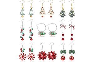 LONG TIANTIAN Christmas Earrings Gifts for Women 2025 Stocking Stuffers Holiday Gift Jewelry Bow Bell Tree Snowflake Dangle Earrings Set Christmas Decorations Outfits for Women White Elephant Gifts