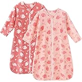 Unnivoll Fleece Baby Sleep Sack 12-18 Months Long Sleeve 2.0 Tog Baby Wearable Blanket with 2-Way Zipper Warm Sleeping Sack for Toddler Infant - Large Pink White Strawberry