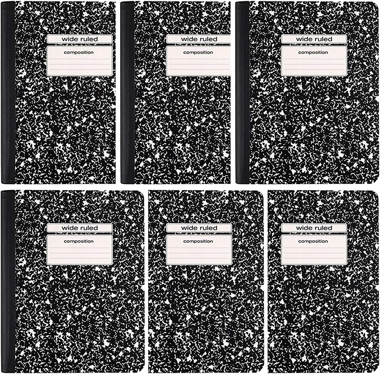 Staples Composition Notebook Wide Ruled Black 9 34 X 7 12 6 Pack
