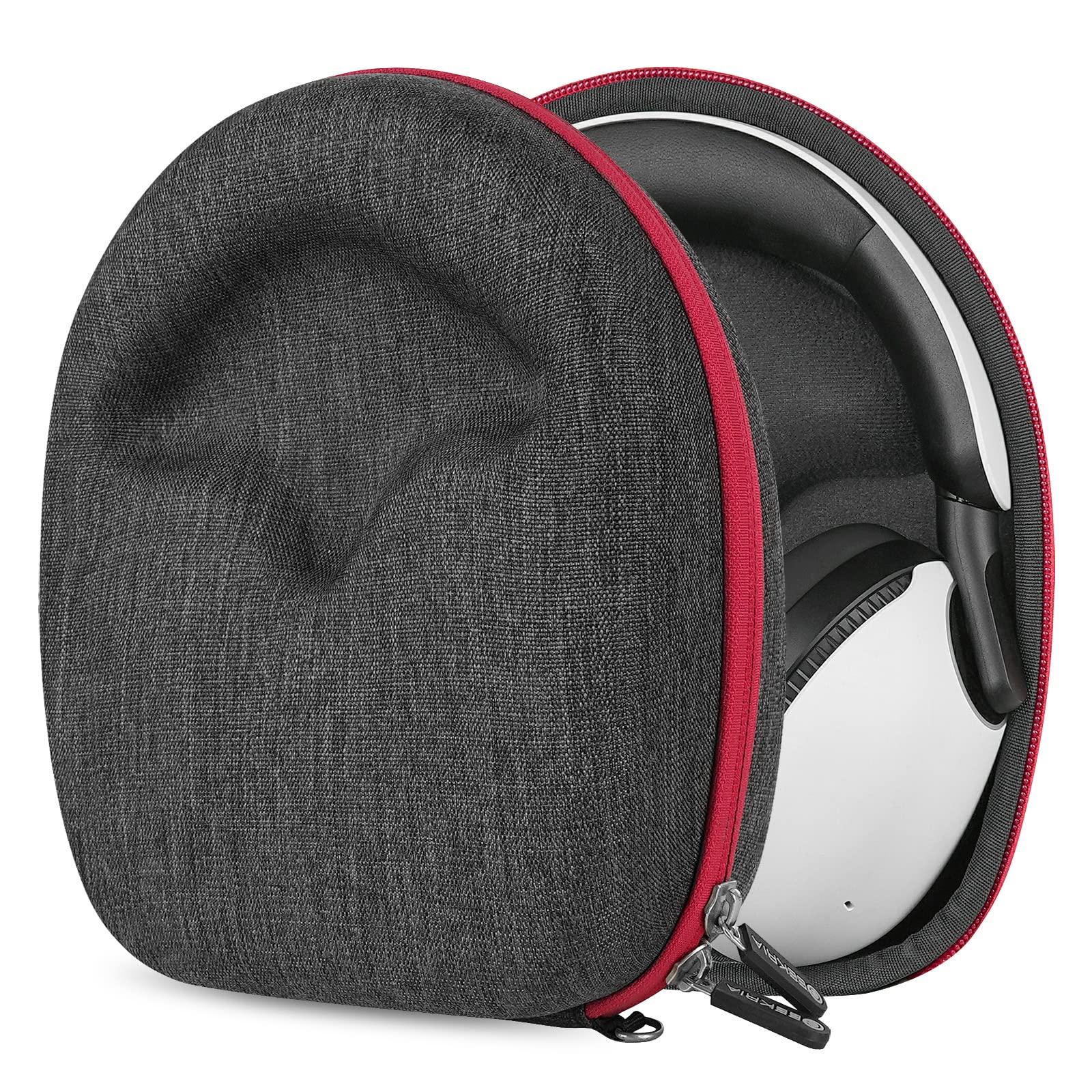 Geekria Shield Headphones Case Compatible with Sony INZONE H9, INZONE H9 II, INZONE H7, INZONE H5, Replacement Hard Shell Travel Carrying Bag with Cable Storage (Dark Grey)