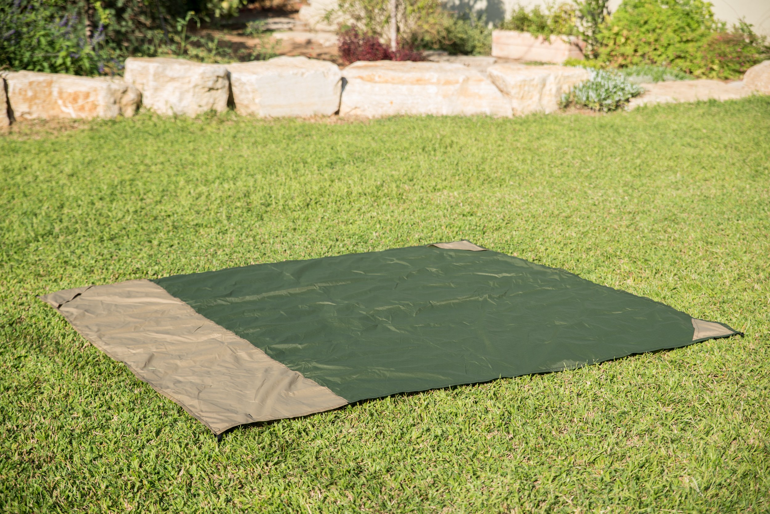 Ultra Portable Pocket Blanket – Waterproof Packable Blanket Perfect for Travel, the Beach, Camping, Picnics, Backpacking – Compact Blanket + FREE BONUS Bottle Holder Carabiner with Compass by Out&Joy