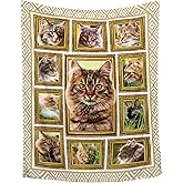 Maine Coon Cat Throw Blanket Super Soft Flannel Blanket Home Decor,Plush Fuzzy Cozy Lightweight Bed Quilt Blanket for Couch Bed Sofa All Season,40"x50"-Kids/Throw Size