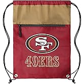FOCO NFL Officially Licensed Unisex Team Color Football Primary Logo Wordmark Drawstring Backpack With Zippered Pocket - San Francisco 49ers