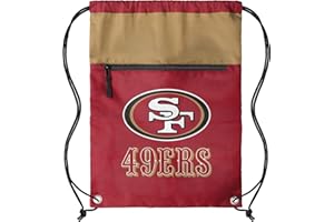 FOCO NFL Officially Licensed Unisex Team Color Football Primary Logo Wordmark Drawstring Backpack With Zippered Pocket - San Francisco 49ers