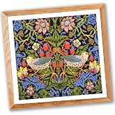 Povitrulya Counted Cross Stitch Kit Strawberry Thief Inspired by William Morris Classic Design &ndash; Premium Embroidery Set for Adults