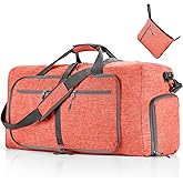 Vomgomfom 65L/85L/115L Foldable Travel Duffle Bag, Lightweight Checked Luggage with Shoe Compartment, Water-Resistant Weekender Overnight Bag for Men & Women