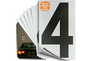 iSYFIX Black Vinyl Number 4 (Four) Stickers - 6 Pack 6 inch - Premium Decal, Reflective Background, Pre-Spaced for Mailbox, Signs, Window, Door, Car, Truck, Home, Business, Address, Indoor & Outdoor