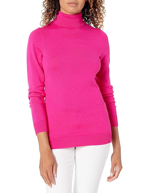 Amazon Essentials Women's Classic-Fit Lightweight Long-Sleeve Turtleneck Sweater (Available in Plus Size), Bright Pink, XX-Large