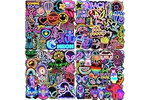 AIRNOGO Water Bottle Stickers 200 Pcs Neon Stickers, Cute Fun Sticker Pack, Waterproof Vinyl Stickers, Stickers for Kids Adults Teens, Stickers for Laptop Scrapbook Journal Skateboard Computer Cups Phone etc