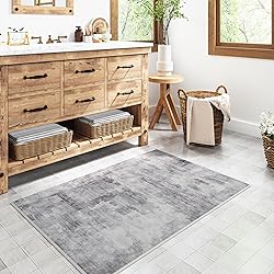 WondRg 2x3 Washable Area Rug Grey Abstract Modern