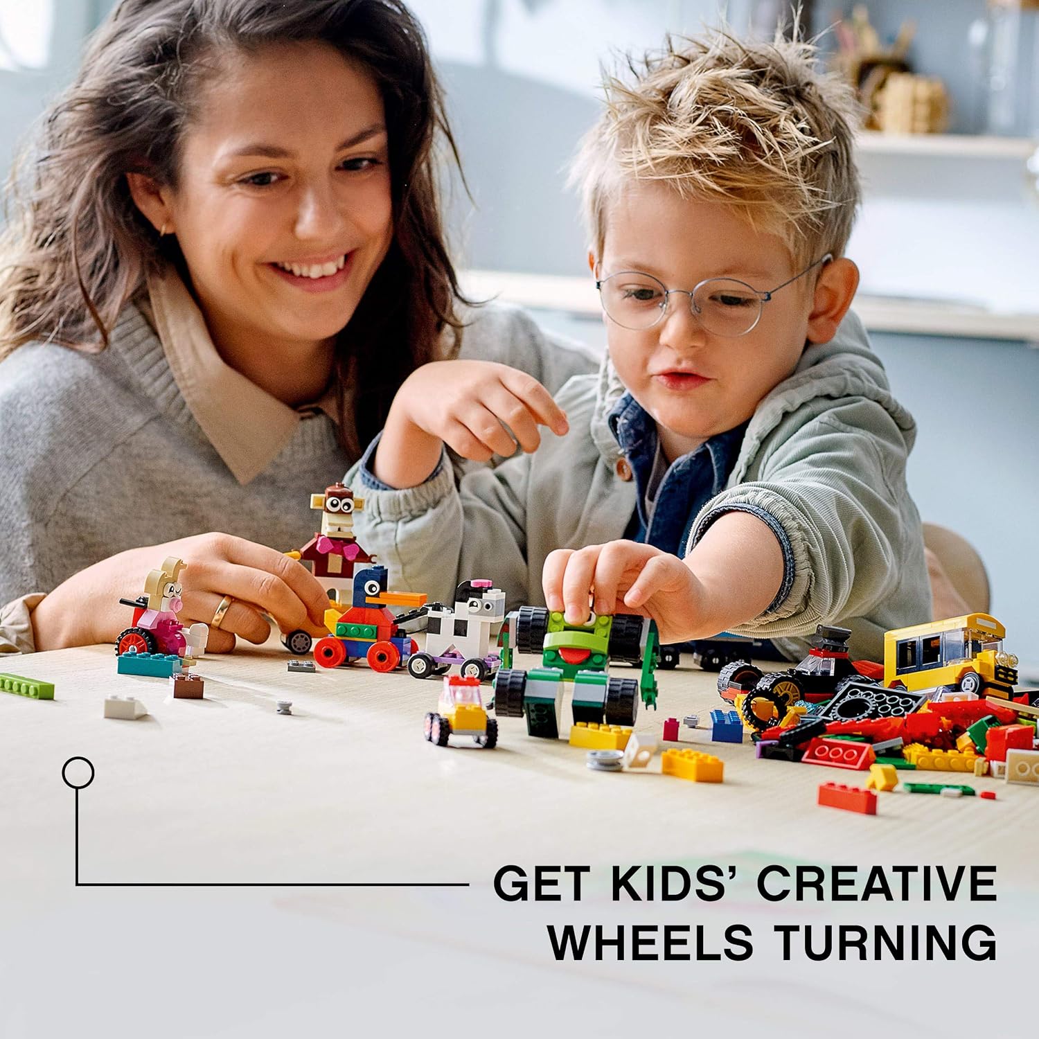 LEGO 11014 Classic Bricks and Wheels Starter Building Set including Toy Car, Train, Bus, Robot - Image 3