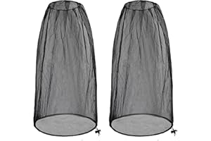 JAYRUIMICE 2 Pack Ultra Large Mosquito Net 42x25 Inches Mosquito Head Net Oversized Insect Netting Bug Fits Most Hats for Gardening Hiking Fishing Traveling(Black)