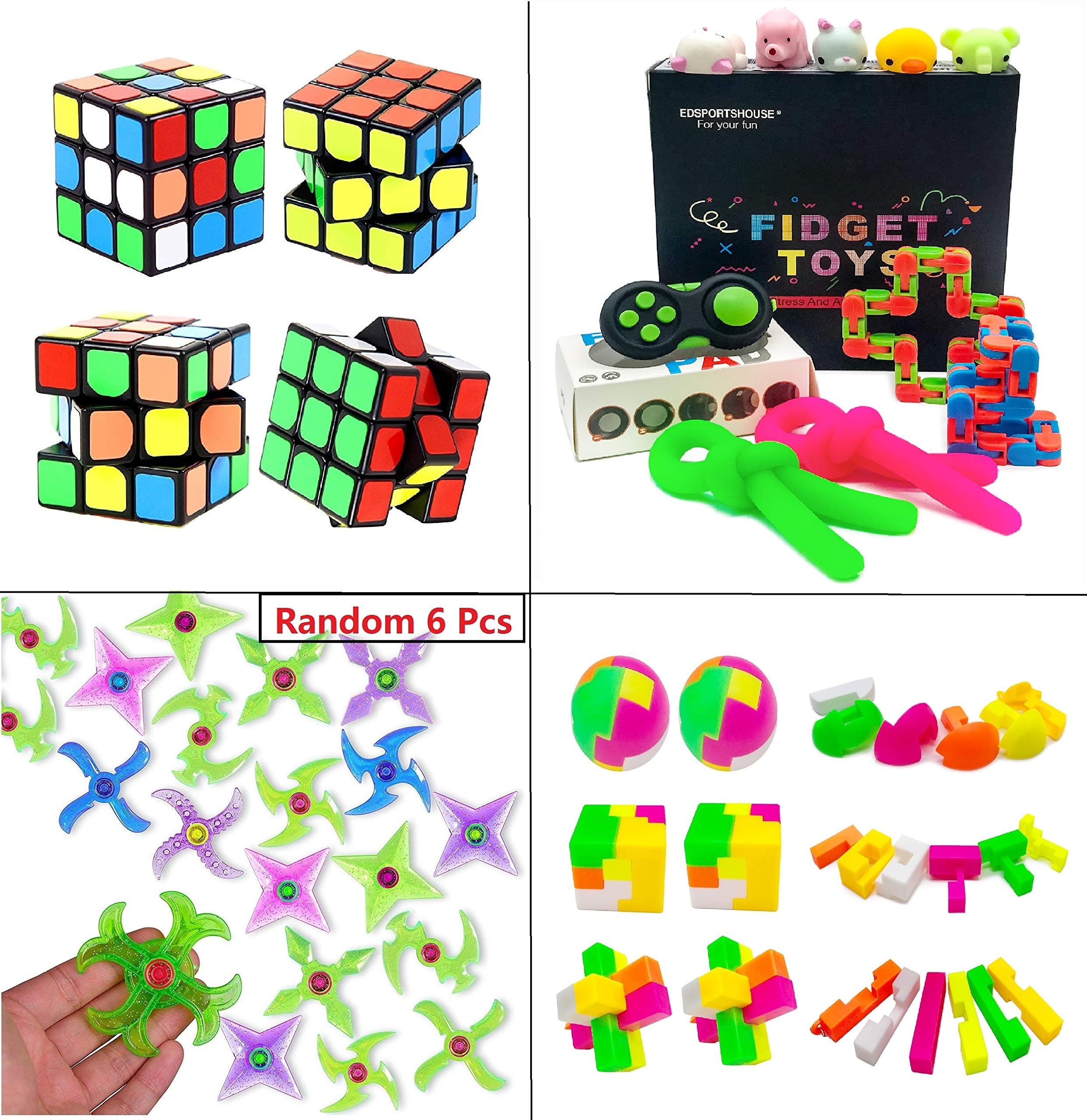 EDsportshouse Fidget Sensory Toy Assortment Bundle,Stress and Anxiety Relieves Toys for Kids Birthday Party Favors,Classroom Rewards Prizes,Carnival,Pinata Goodie Bag Fillers