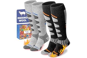 Lalapapa Merino Wool Ski Socks for Women Men - Warm Thermal Padded Cushioned Knee High Socks for Winter Skiing Snowboarding
