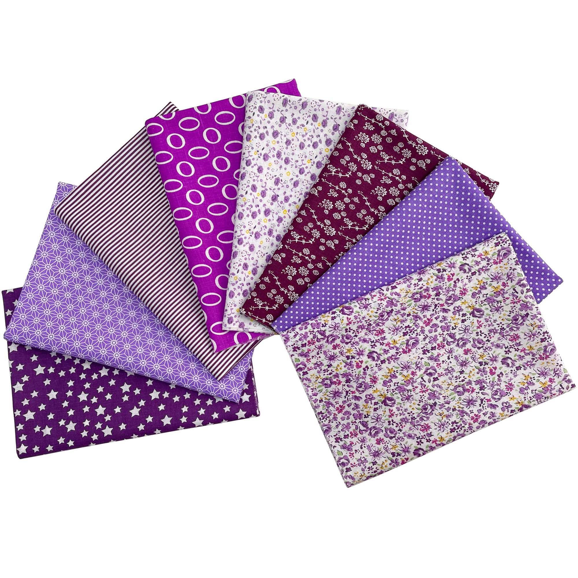 Jukway 8Pcs Cotton Fabric Bundles 50x50 cm Squares, Printed Patterns Cotton Fabric Patchwork Craft DIY Sewing Fabric for Quilting, Decoration, Scrapbooking, Handwork, Arts, Hobbys (Purple) — image 1