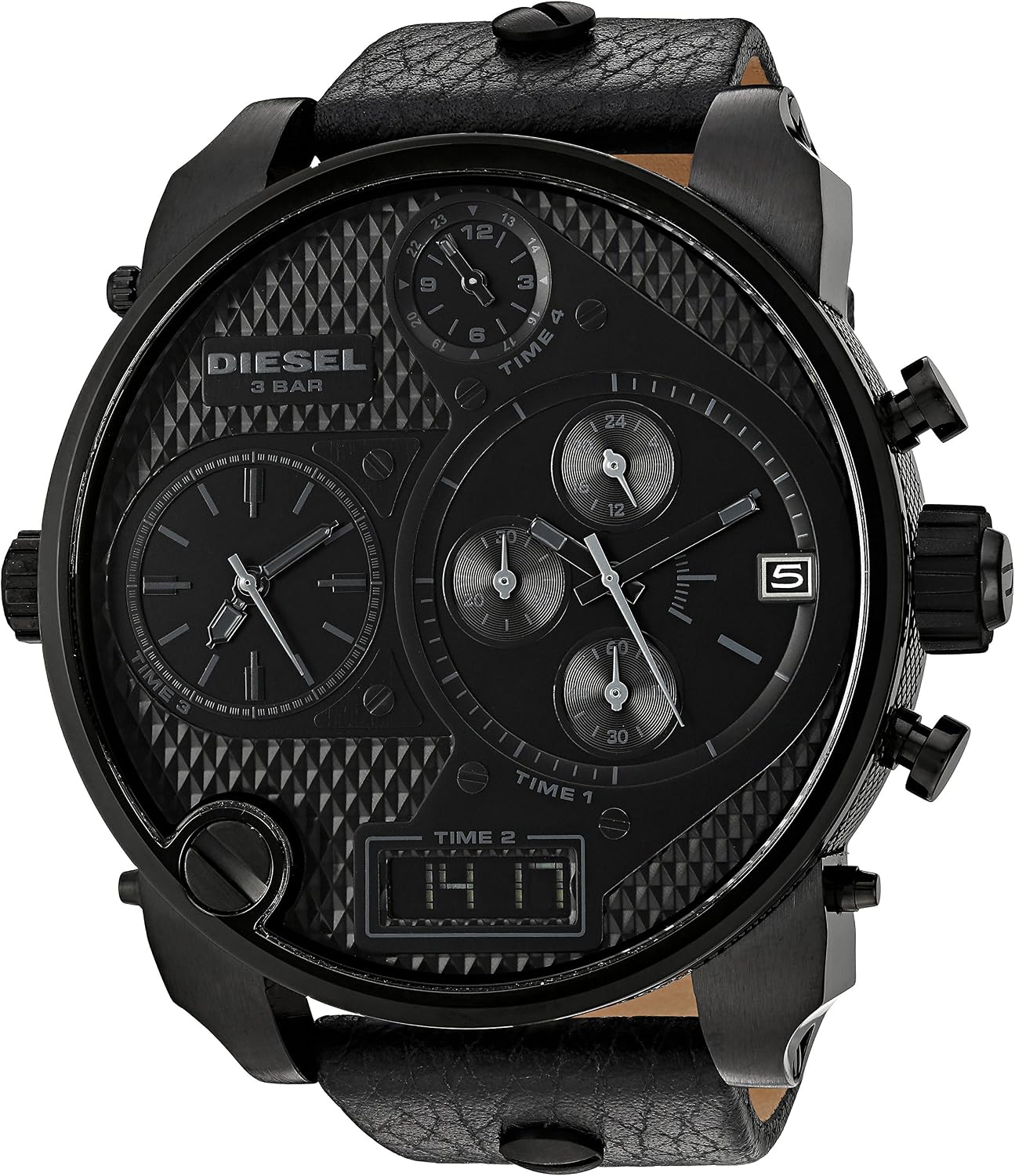 Orologio Da Polso Uomo Pelle Nero Stile Punk - Tre Cinturini, Look Vintage E Analogico