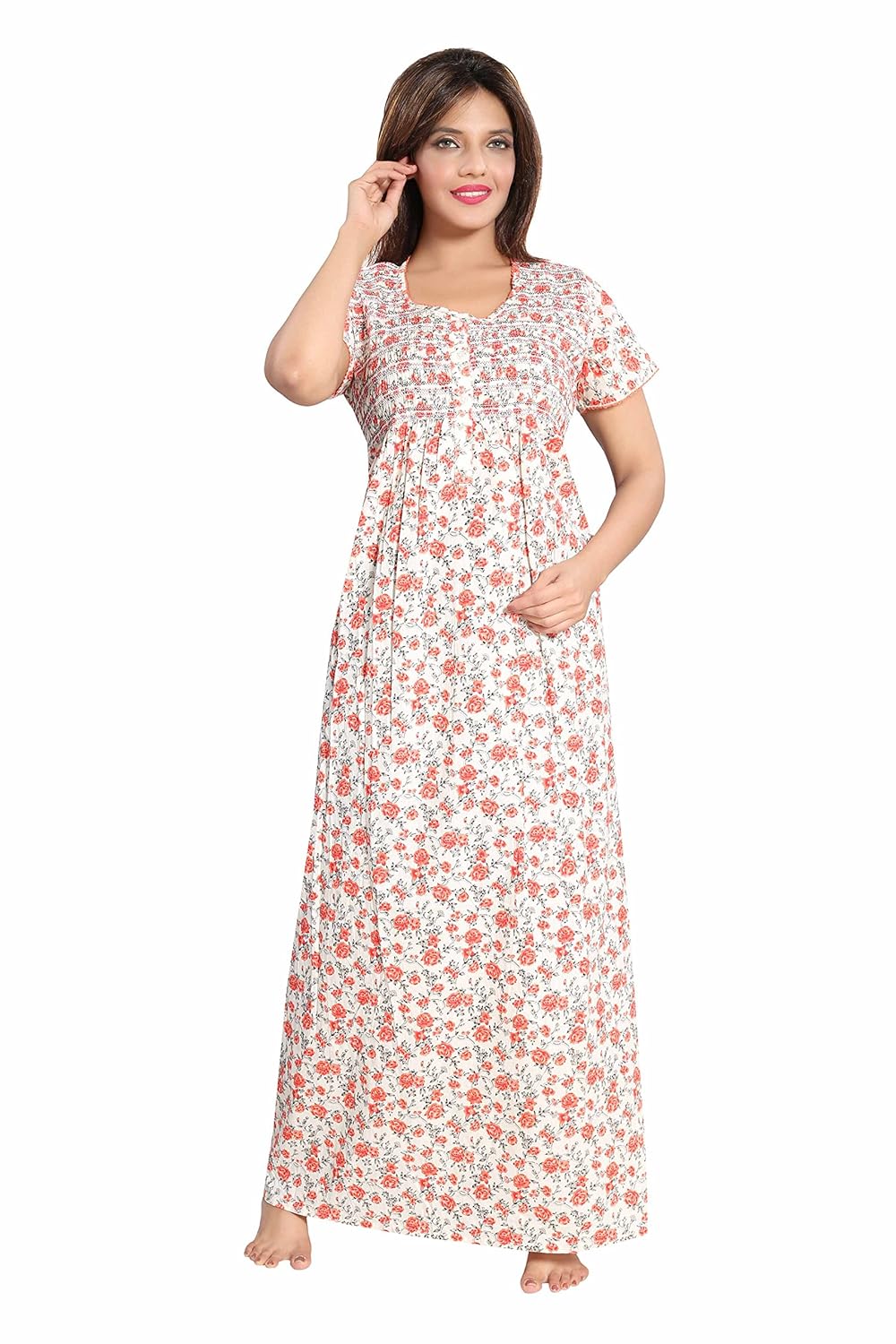 soulemo womens pure cotton nighty (front buttoned open) 727