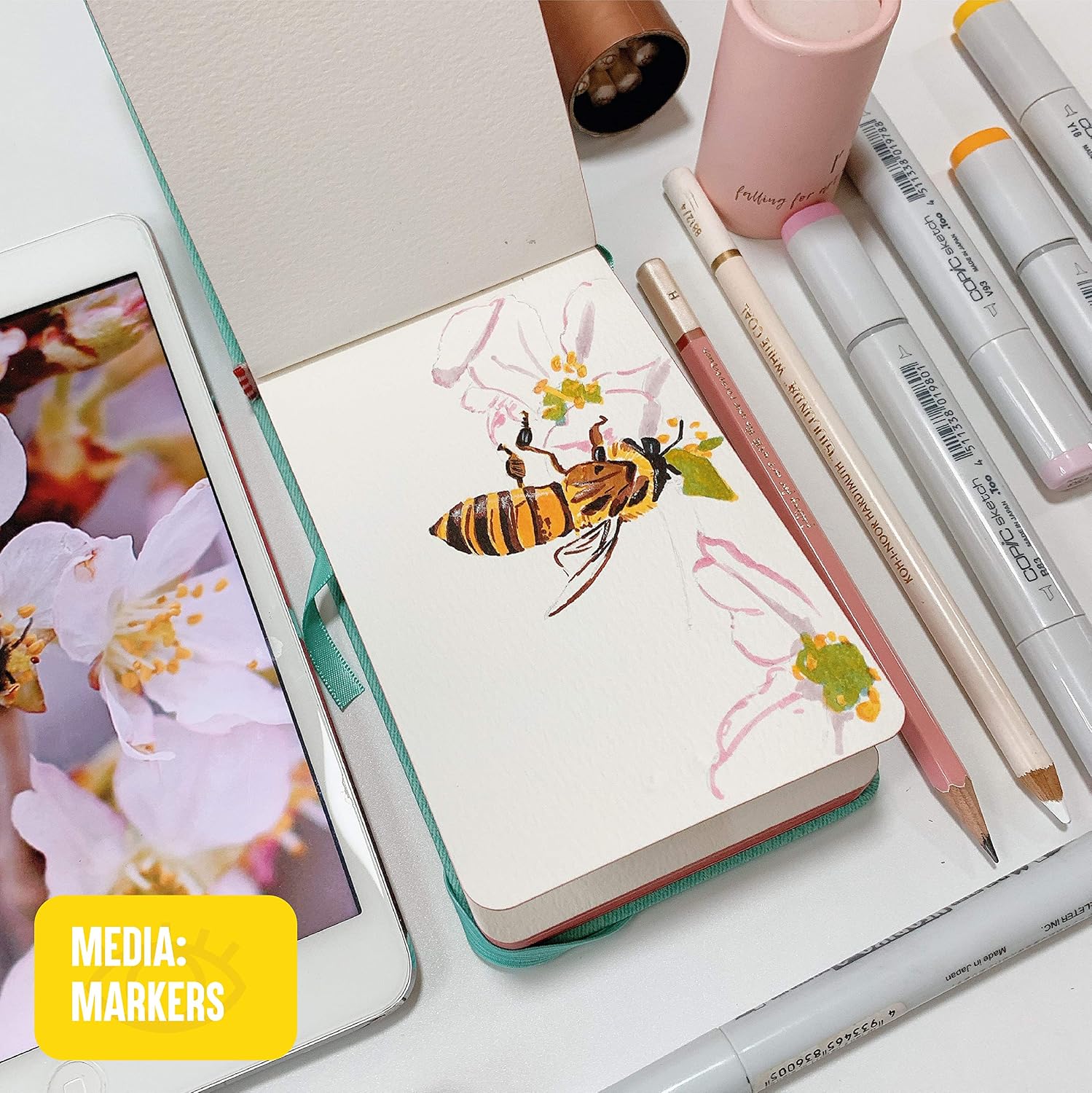 L'oeil Mellow Art Watercolor Sketchbook: Travel Journal 9x14cm, 300gsm Dual Textured Cold-press Paper, with Hardcover - Image 4