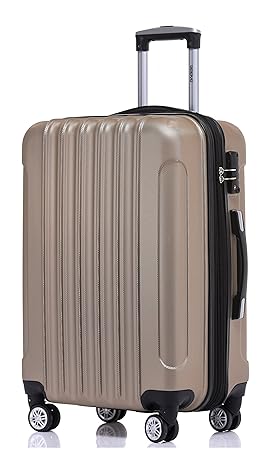 BEIBYE Zwillingsrollen 2050 Hartschale Trolley Koffer Reisekoffer in M-L-XL-Set in 12 Farben (Champagner, Großer Koffer (76 c