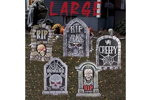 ANYGIFT 25.5inch DIY Halloween Decorations Outdoor Tombstones Decor Large,5PCS Huge Scary Halloween Yard Sign Decorations,Waterproof Graveyard Tombstone Halloween Tombstones & Cemetery Outdoor Decorations