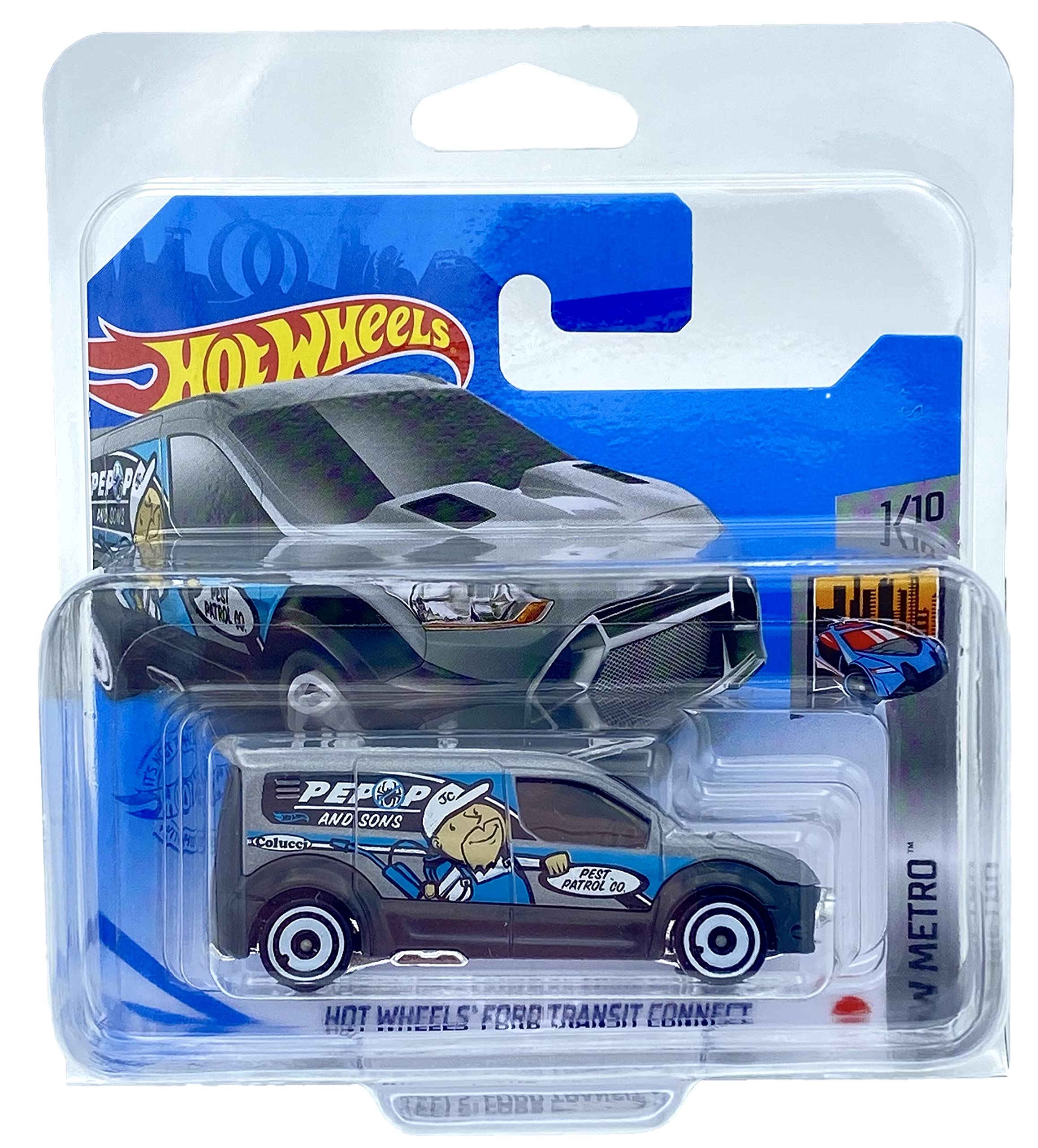 Hot Wheels Hot Wheels Ford Transit Connect (Silver) 1/10 HW Metro 2021 - 7/250 (Short Card) GTC19 *** COMES IN A KLAS CAR KEEPER PROTECTIVE COLLECTORS CASE ***