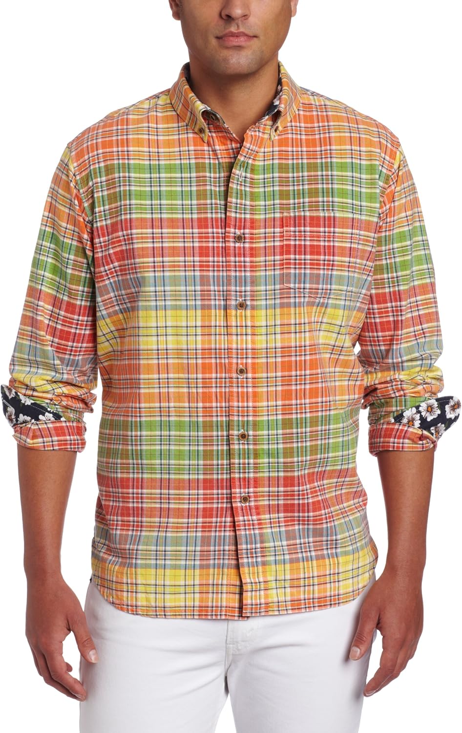 Tailor Vintage Men's Long Sleeve Crayola Madras Plaid Woven Shirt at
