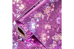 LeZakaa Pink Holographic Wrapping Paper - Mini Roll - Butterfly Print for Birthday, Holiday - 17 inches x 32.8 Feet (46.5 sq.