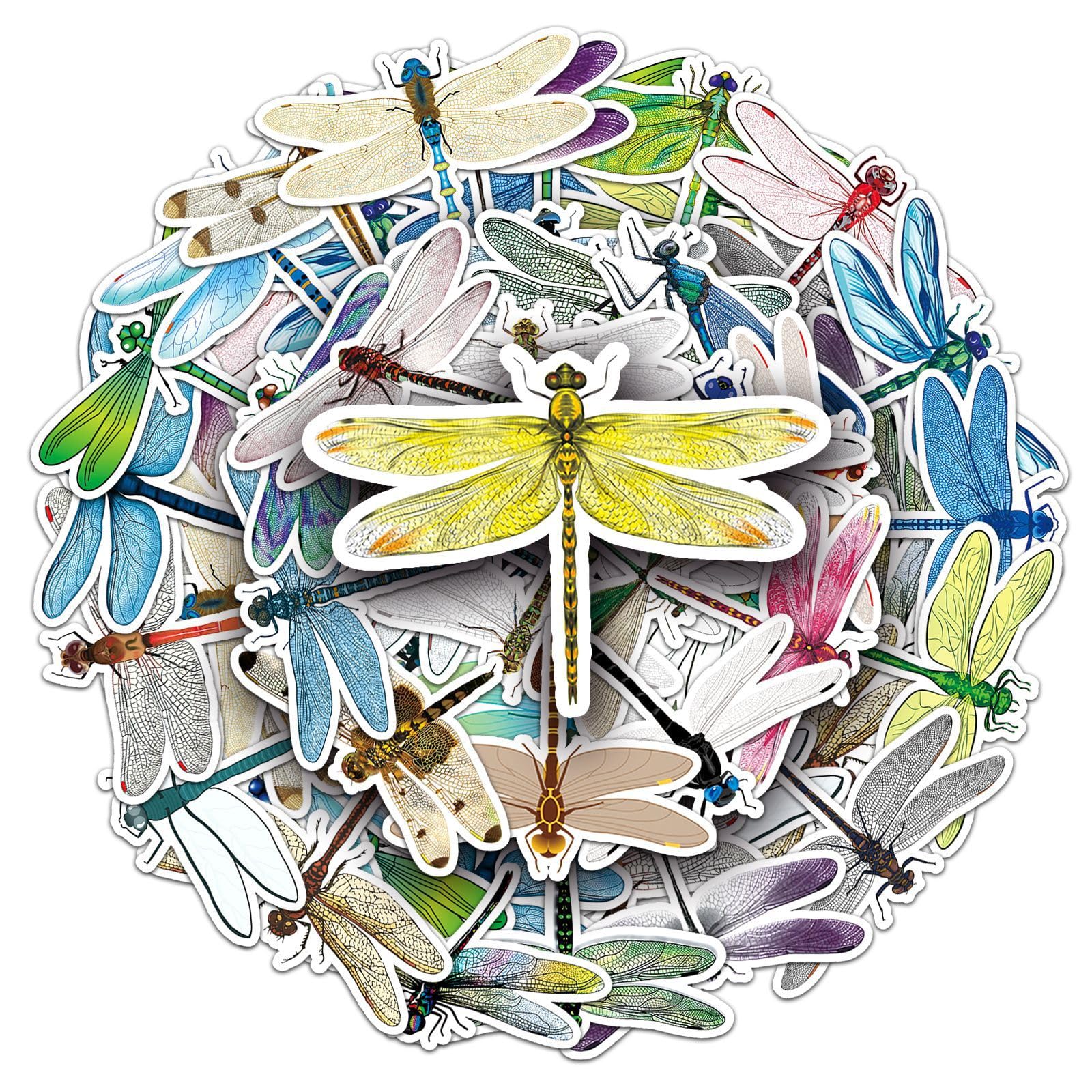 Dragonfly Stickers for Laptop (50 PCS),Gift for Children Teens Adults Girl Boys,Waterproof Stickers for Water Bottle,Dragonfly Vinyl Stickers for Scrapbook,Skateboard,Bike,Phone,Dairy โ image 1