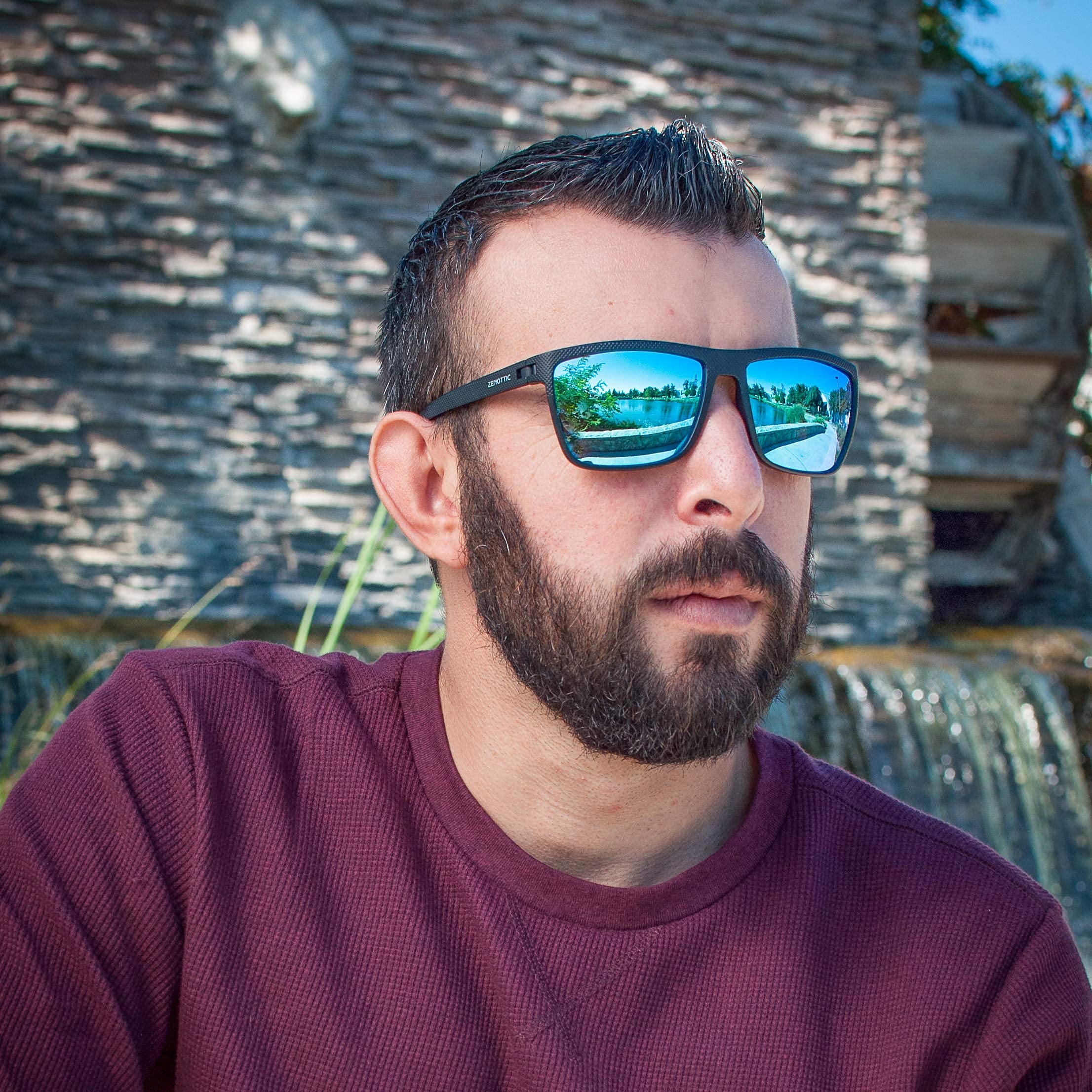 ZENOTTIC Sonnenbrille Herren Polarisiert Leichte TR90 Rahmen UV400 Schutz Quadrat Sonnenbrille 5