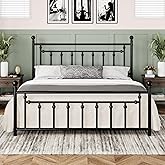 Allewie 14 Inch King Size Metal Platform Bed Frame with Victorian Vintage Headboard and Footboard/Mattress Foundation/Under Bed Storage/No Box Spring Needed/Easy Assembly/Noise Free/Black