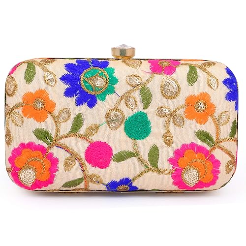 AARAV Handcrafted Womens Box Wedding clutch (multi colour)