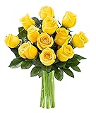 KaBloom Bouquet of 12 Fresh Yellow Roses
