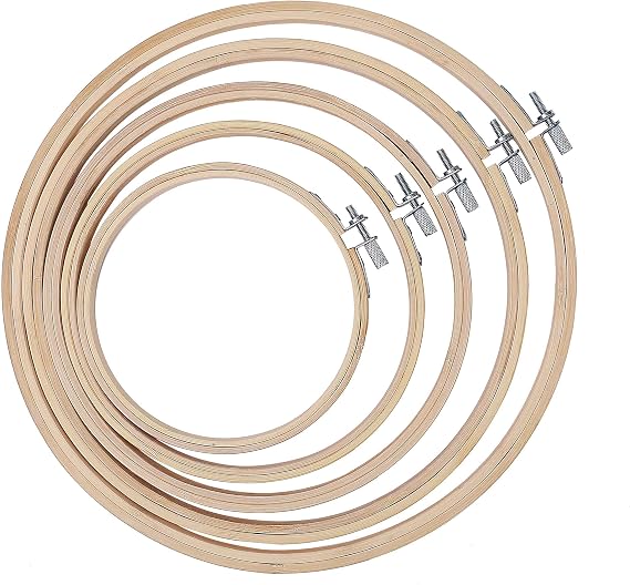 Lot De 30 Mini Cercles à Broder En Bambou 8 Cm - Bords Lisses, Boucle Réglable, Pour Travaux Manuels Et Point De Croix - 13