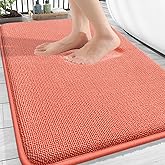 OLANLY Thick Memory Foam Bath Mat Rug 30x20, Extra Soft Absorbent Bathroom Rug, Quick Dry Bath Mats, Non-Slip, Machine Washable Carpet for Bathroom, Tub and Shower, Home Decor Accessories, Coral